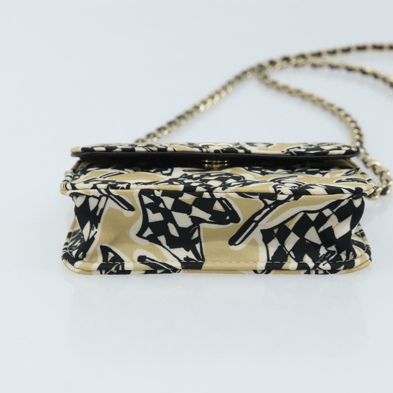 【日本直送】香奈兒迷你絎縫鏈條肩包 12 緞面米色 金色 CC 標誌 ARZ751SAM-4