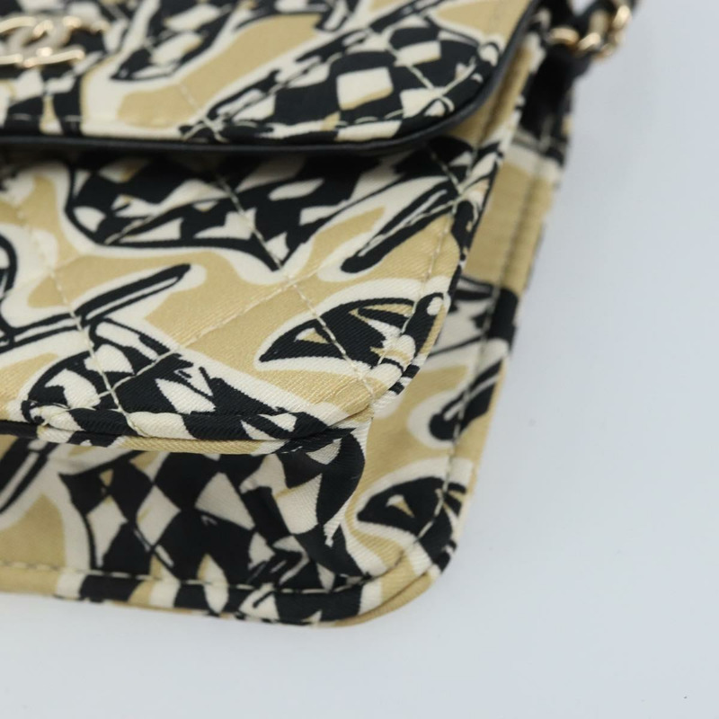 【日本直送】香奈兒迷你絎縫鏈條肩包 12 緞面米色 金色 CC 標誌 ARZ751SAM-13