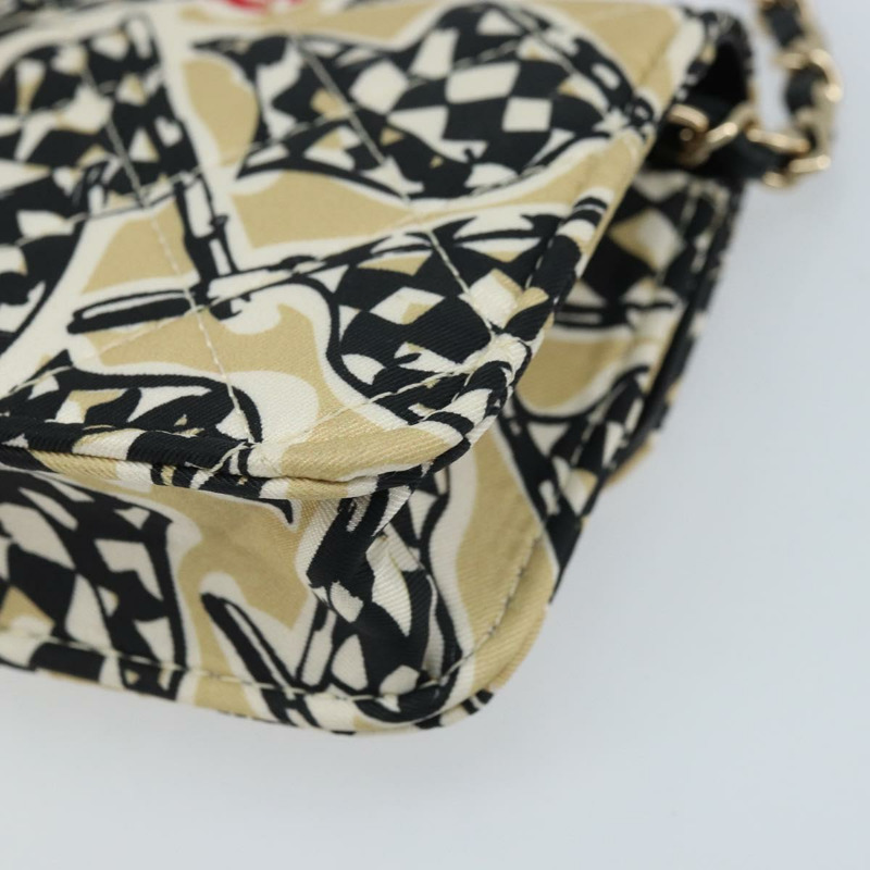 【日本直送】香奈兒迷你絎縫鏈條肩包 12 緞面米色 金色 CC 標誌 ARZ751SAM-15