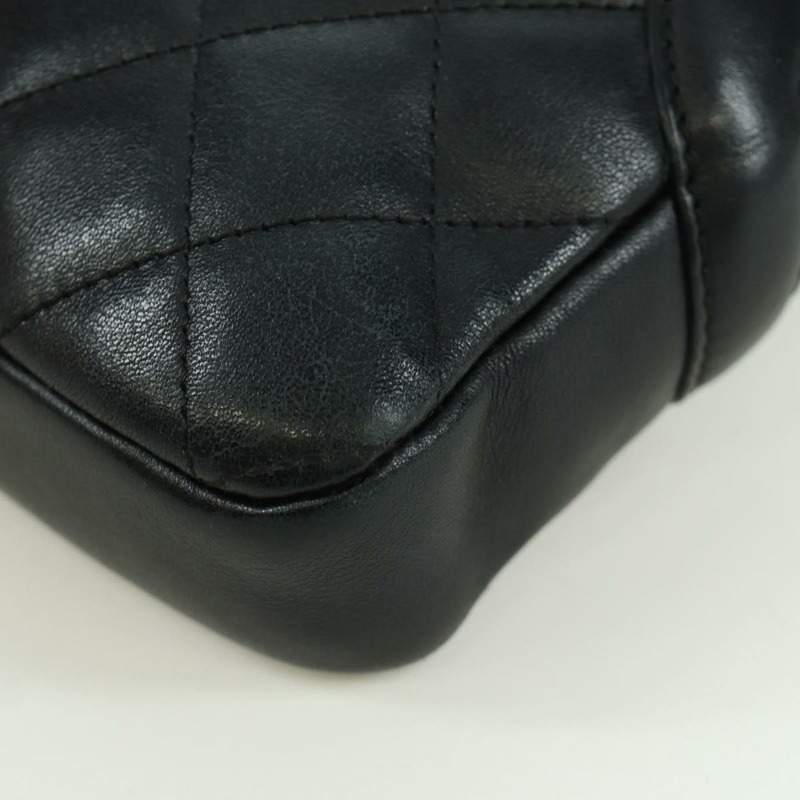 【日本直送】香奈兒 Cambon 系列絎縫肩背包，黑色銀色雙C標誌皮革，貨號 166791A-18