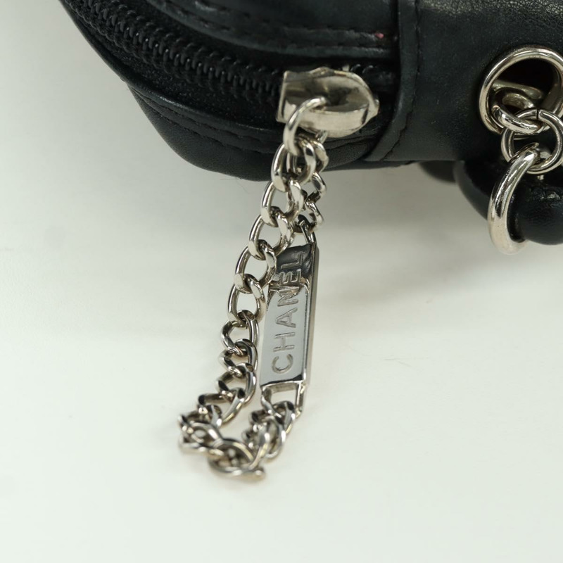 【日本直送】香奈兒 Cambon 系列絎縫肩背包，黑色銀色雙C標誌皮革，貨號 166791A-20