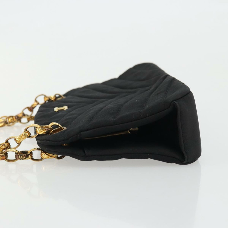 【日本直送】香奈兒 (CHANEL) 尼龍黑色金色雙C鏈條肩背包 Auth BAZ733A-3