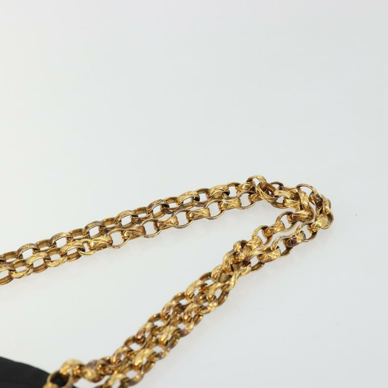 【日本直送】香奈兒 (CHANEL) 尼龍黑色金色雙C鏈條肩背包 Auth BAZ733A-7