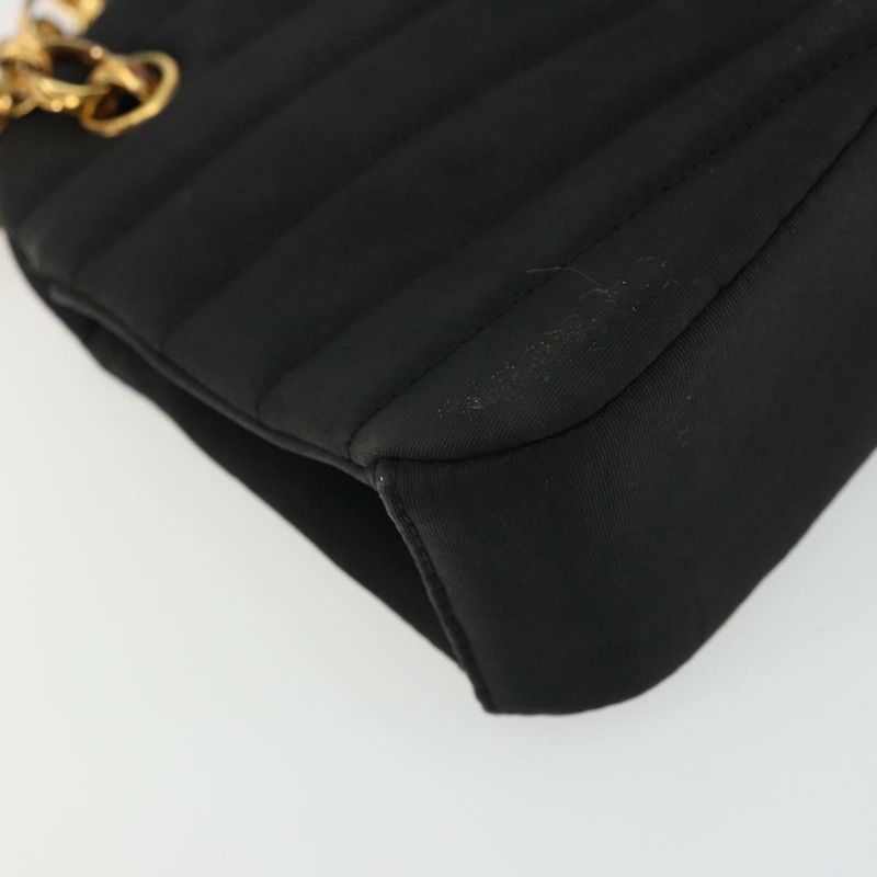 【日本直送】香奈兒 (CHANEL) 尼龍黑色金色雙C鏈條肩背包 Auth BAZ733A-8