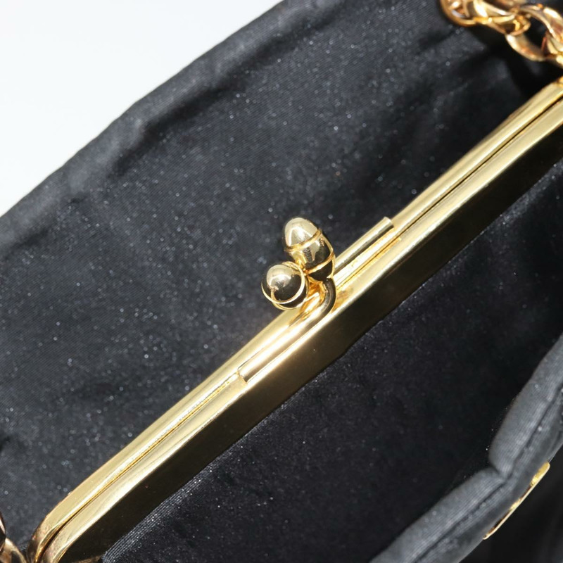 【日本直送】香奈兒 (CHANEL) 尼龍黑色金色雙C鏈條肩背包 Auth BAZ733A-9