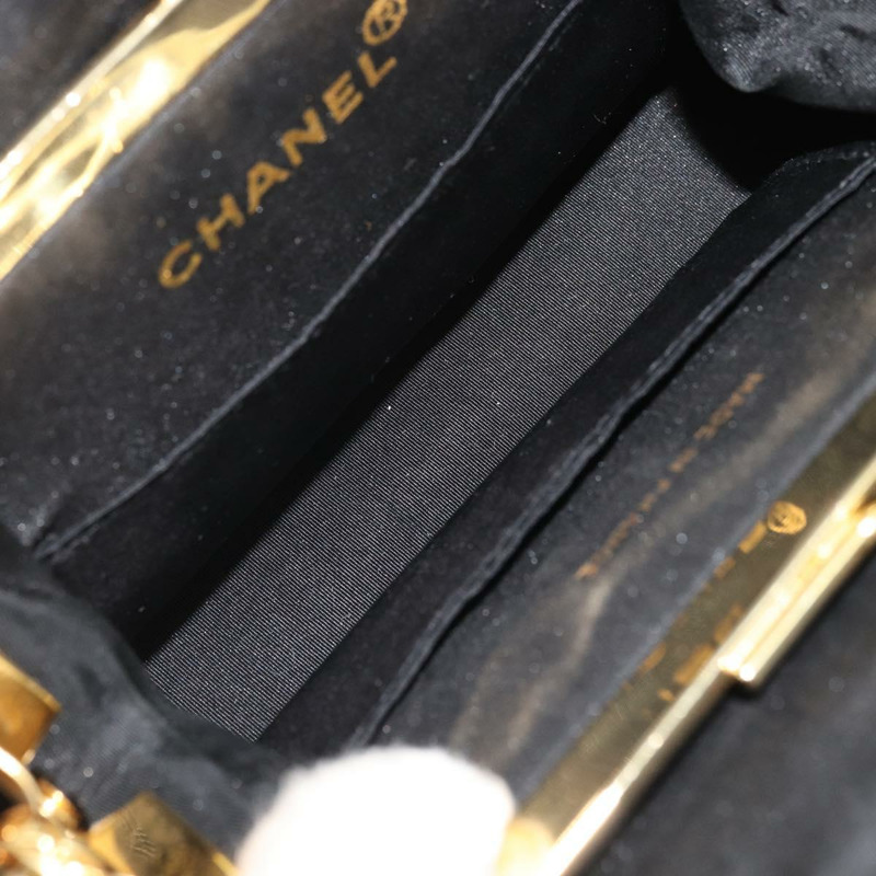 【日本直送】香奈兒 (CHANEL) 尼龍黑色金色雙C鏈條肩背包 Auth BAZ733A-10