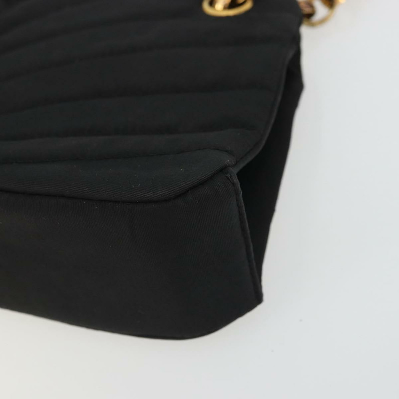 【日本直送】香奈兒 (CHANEL) 尼龍黑色金色雙C鏈條肩背包 Auth BAZ733A-13