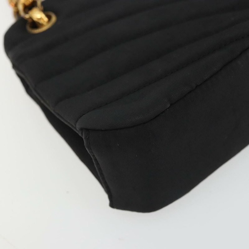 【日本直送】香奈兒 (CHANEL) 尼龍黑色金色雙C鏈條肩背包 Auth BAZ733A-14