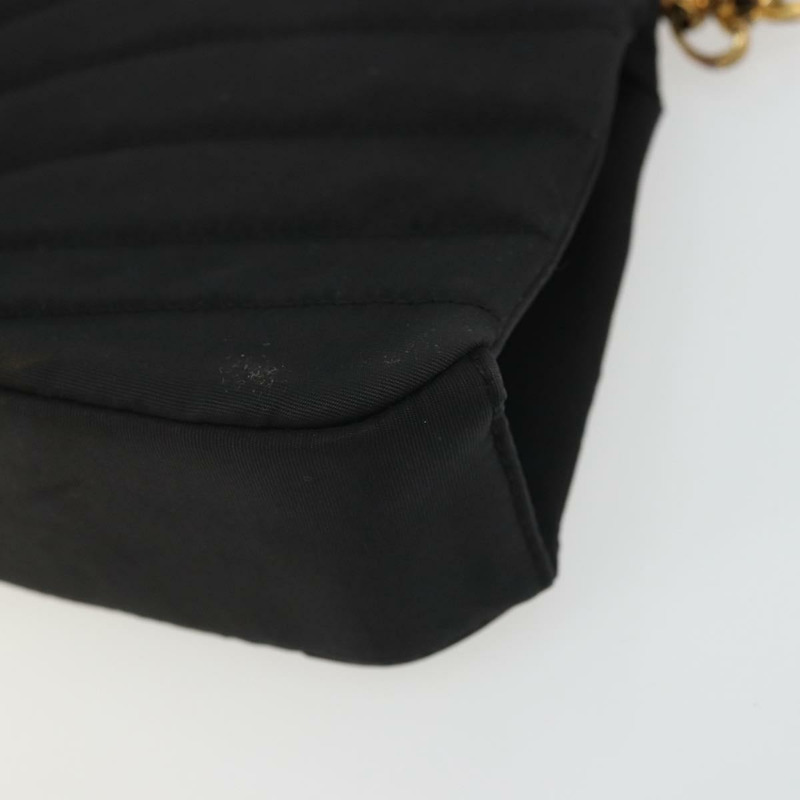 【日本直送】香奈兒 (CHANEL) 尼龍黑色金色雙C鏈條肩背包 Auth BAZ733A-15