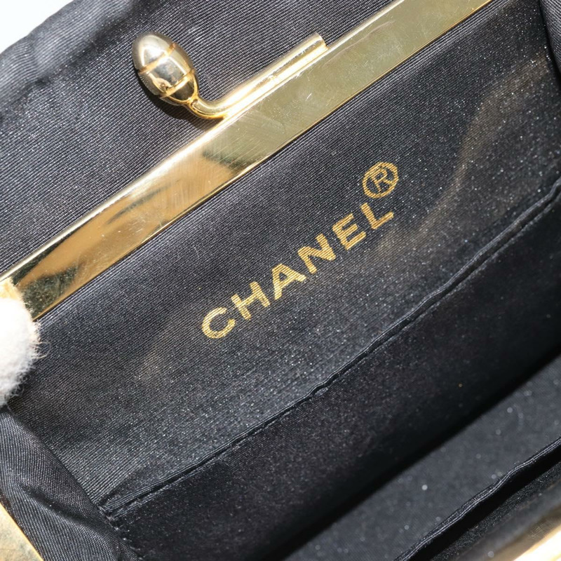 【日本直送】香奈兒 (CHANEL) 尼龍黑色金色雙C鏈條肩背包 Auth BAZ733A-17