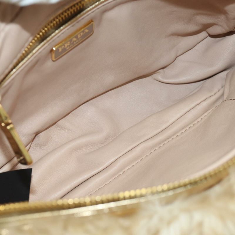 【日本直送】PRADA 米色金色毛皮單肩包 正品 BAZ731SM-8