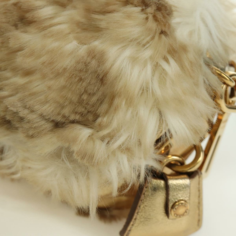 【日本直送】PRADA 米色金色毛皮單肩包 正品 BAZ731SM-18