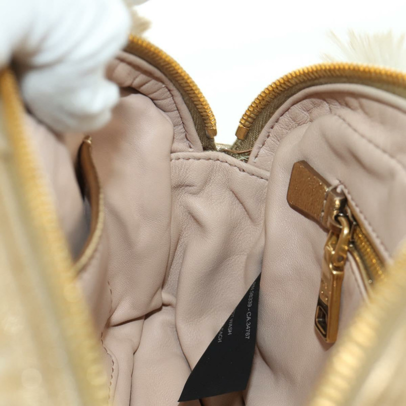 【日本直送】PRADA 米色金色毛皮單肩包 正品 BAZ731SM-25