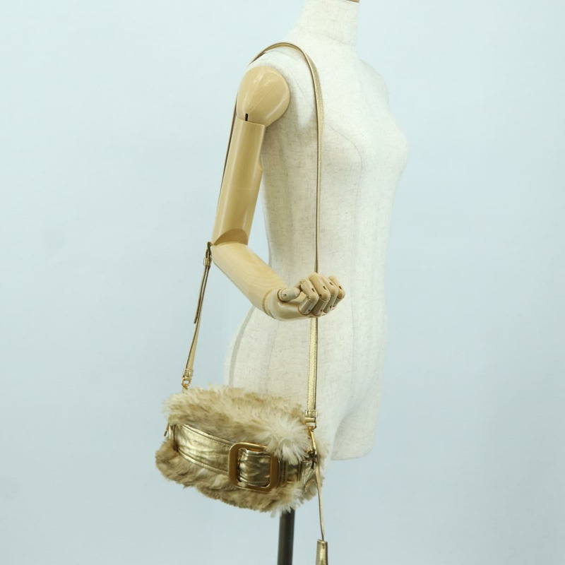 【日本直送】PRADA 米色金色毛皮單肩包 正品 BAZ731SM-28