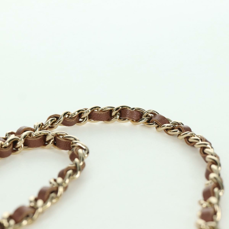 【日本直送】香奈兒 Matelasse 鏈條錢包單肩包 皮革 粉紅色 金色 CC Auth BAZ741V-13