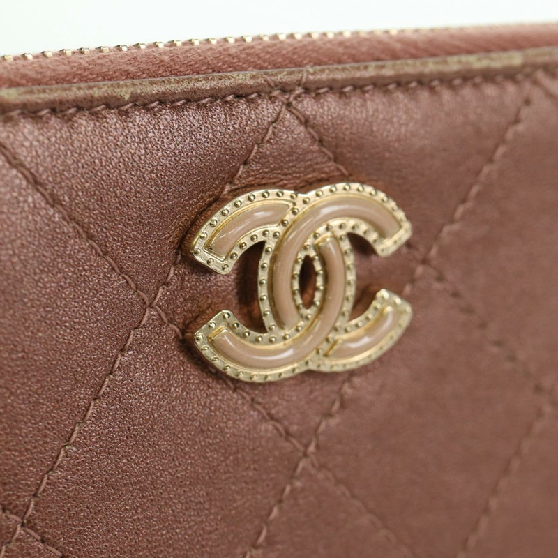 【日本直送】香奈兒 Matelasse 鏈條錢包單肩包 皮革 粉紅色 金色 CC Auth BAZ741V-18