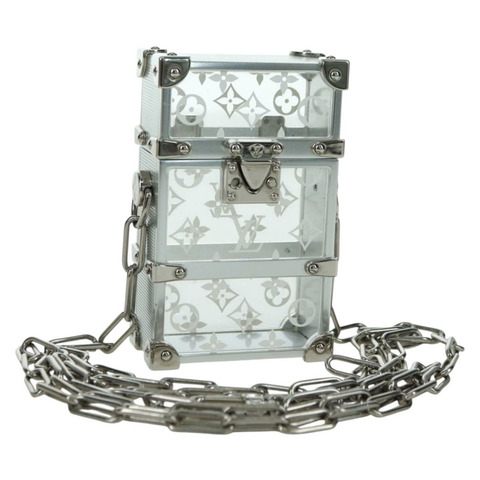 路易威登 Trunk Box 金屬銀色手拿包 M00752 LV Auth BAZ882SAM