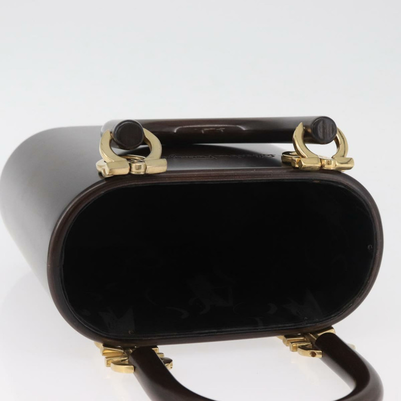 【日本直送】Salvatore Ferragamo Gancini 手提包，木棕色金色，正品 BAZ667V-6