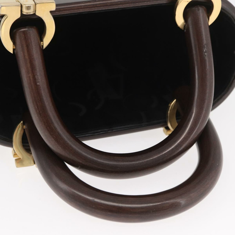 【日本直送】Salvatore Ferragamo Gancini 手提包，木棕色金色，正品 BAZ667V-7