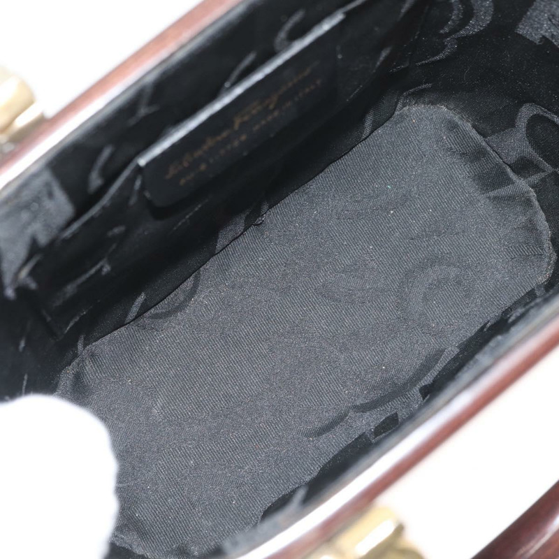 【日本直送】Salvatore Ferragamo Gancini 手提包，木棕色金色，正品 BAZ667V-10