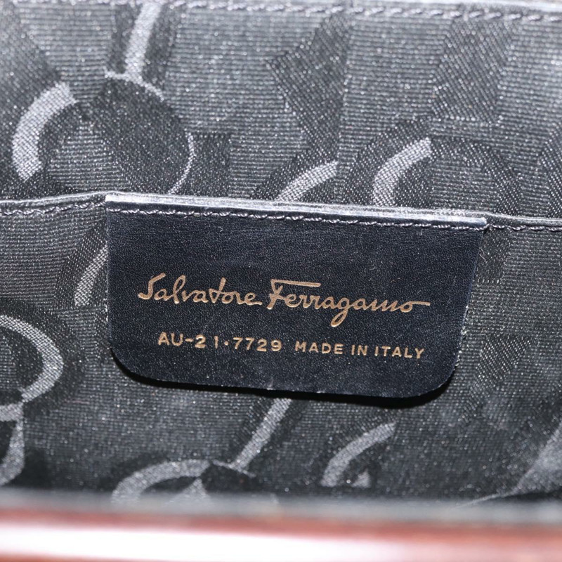 【日本直送】Salvatore Ferragamo Gancini 手提包，木棕色金色，正品 BAZ667V-11