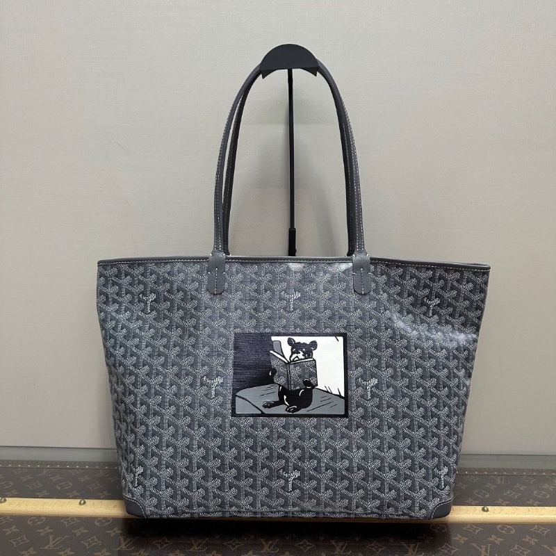 GOYARD 灰色Artois拉鍊塗鴉款中號托特包36*30*15 9新 配件塵袋-1