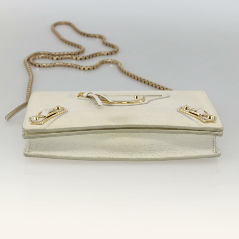 【日本直送】BALENCIAGA 鏈條皮夾 皮革 白色 金色 444169 正品 167209A-4