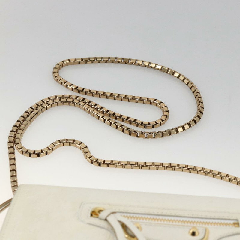 【日本直送】BALENCIAGA 鏈條皮夾 皮革 白色 金色 444169 正品 167209A-7