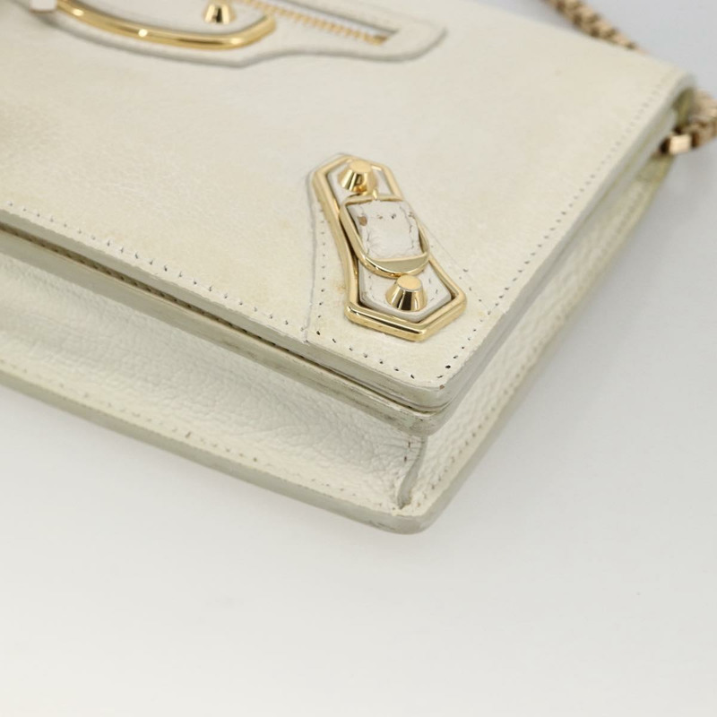 【日本直送】BALENCIAGA 鏈條皮夾 皮革 白色 金色 444169 正品 167209A-8