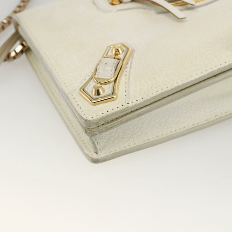 【日本直送】BALENCIAGA 鏈條皮夾 皮革 白色 金色 444169 正品 167209A-13