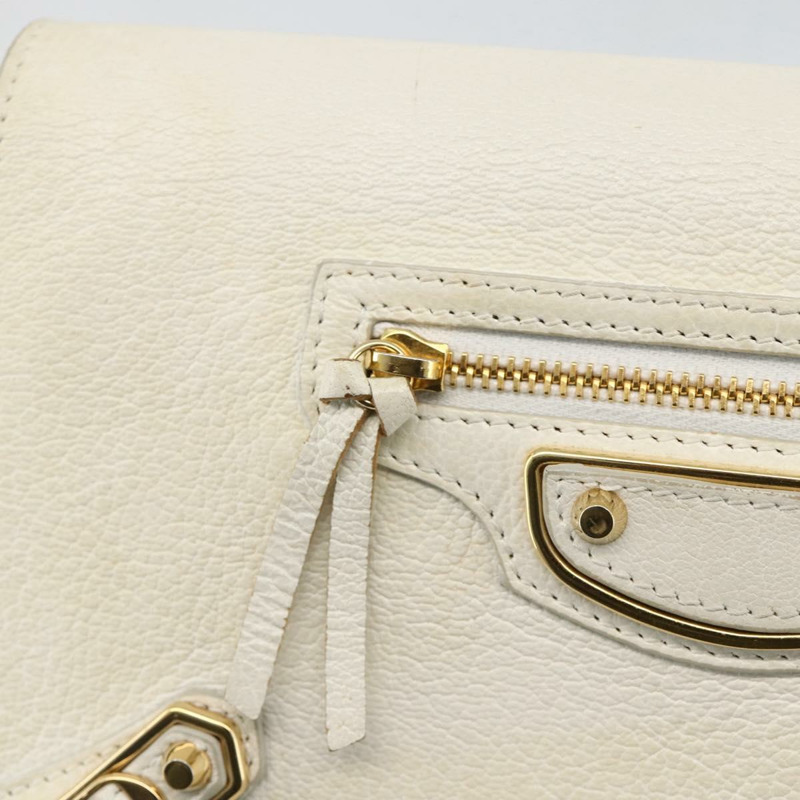 【日本直送】BALENCIAGA 鏈條皮夾 皮革 白色 金色 444169 正品 167209A-16