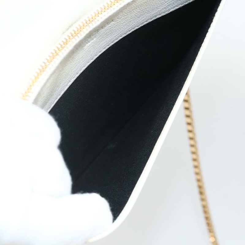 【日本直送】BALENCIAGA 鏈條皮夾 皮革 白色 金色 444169 正品 167209A-23