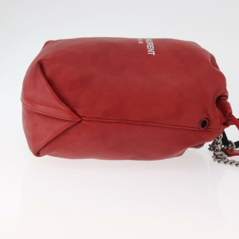 【日本直送】SAINT LAURENT Teddy 小號單肩包 皮革 紅色 銀色 正品 167159A-2