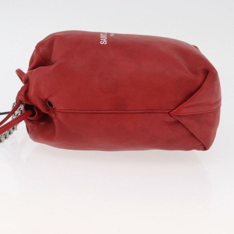 【日本直送】SAINT LAURENT Teddy 小號單肩包 皮革 紅色 銀色 正品 167159A-3