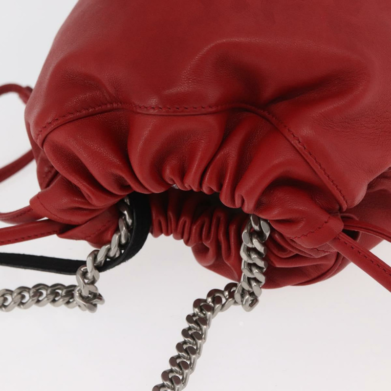 【日本直送】SAINT LAURENT Teddy 小號單肩包 皮革 紅色 銀色 正品 167159A-6