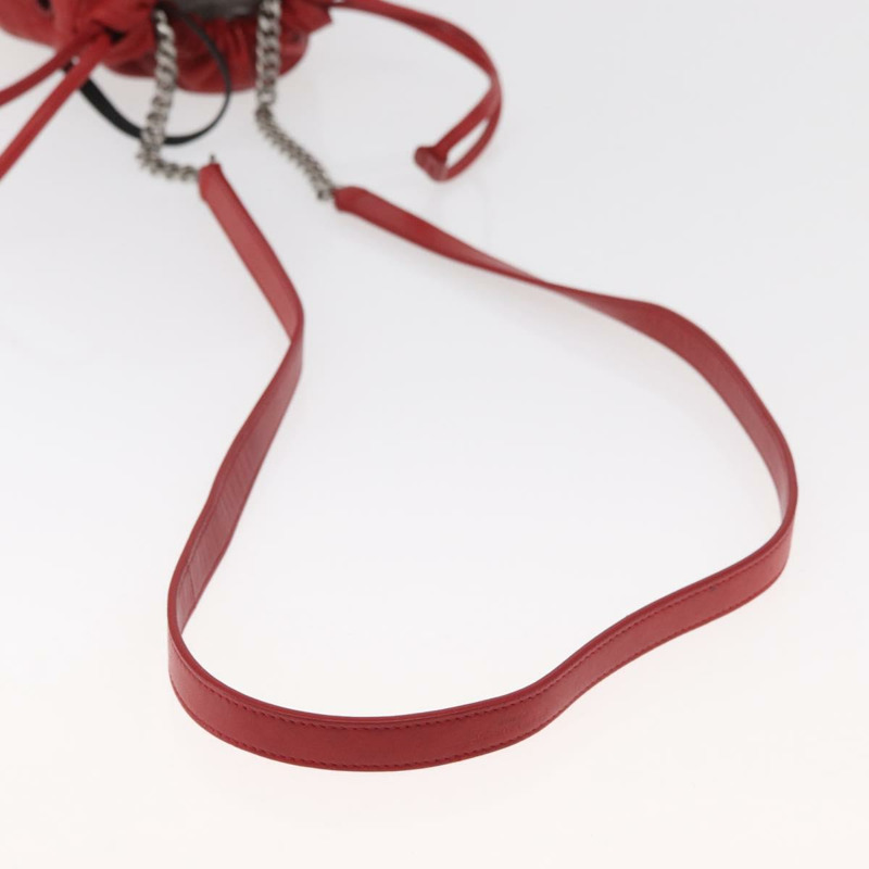 【日本直送】SAINT LAURENT Teddy 小號單肩包 皮革 紅色 銀色 正品 167159A-8