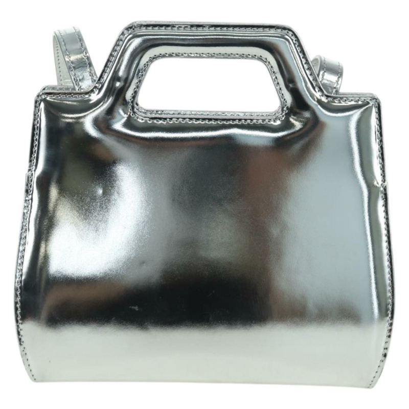 【日本直送】Salvatore Ferragamo Gancini Wanda 手袋 漆皮 兩用 銀色 正品 BAZ481V-1