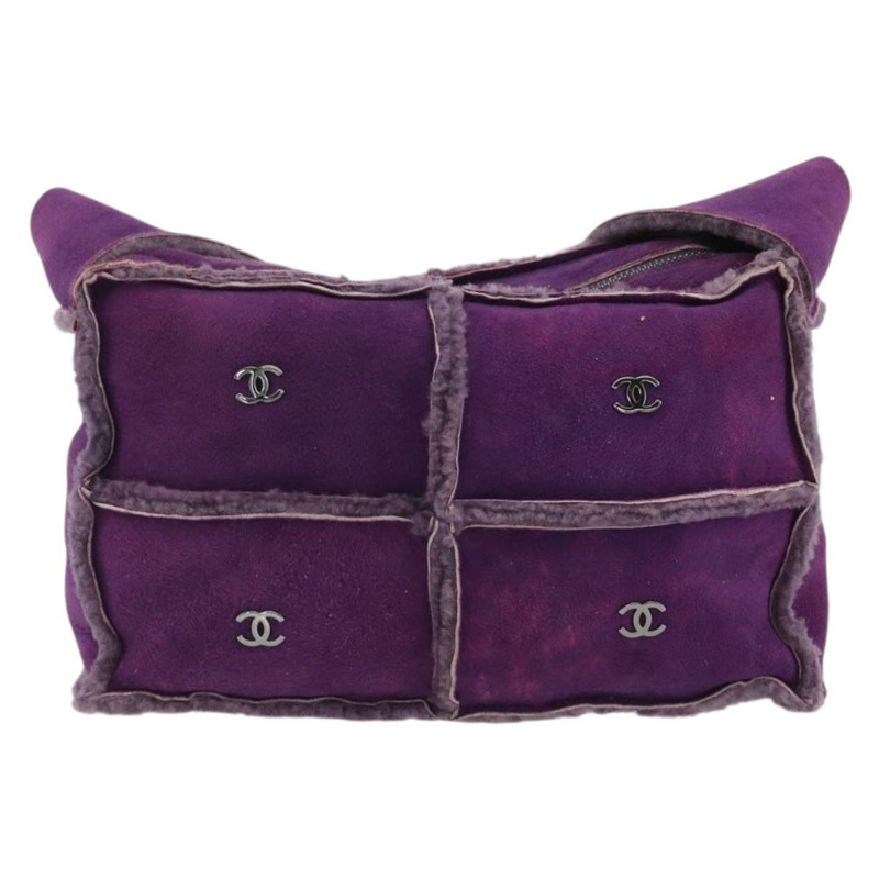 【日本直送】香奈兒 Mouton 紫色銀色雙C標誌單背包 YKZ1122V-1