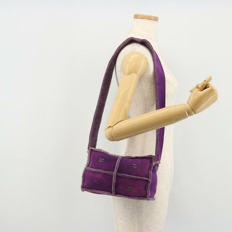 【日本直送】香奈兒 Mouton 紫色銀色雙C標誌單背包 YKZ1122V-23