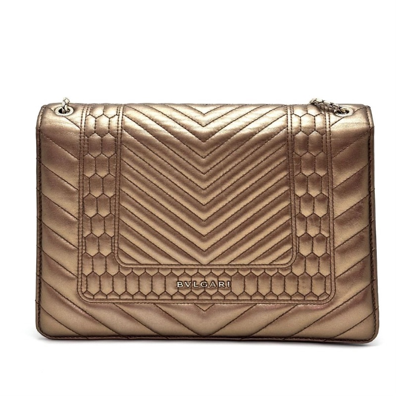 BVLGARI 限量款浮雕蛇頭肩背斜背包27.5*17*6 9新 配件塵袋鏡子-2