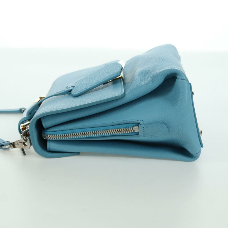 【日本直送】BALENCIAGA 手提包 皮革 兩用 淺藍色 金色 391571 正品 YKZ985M-3