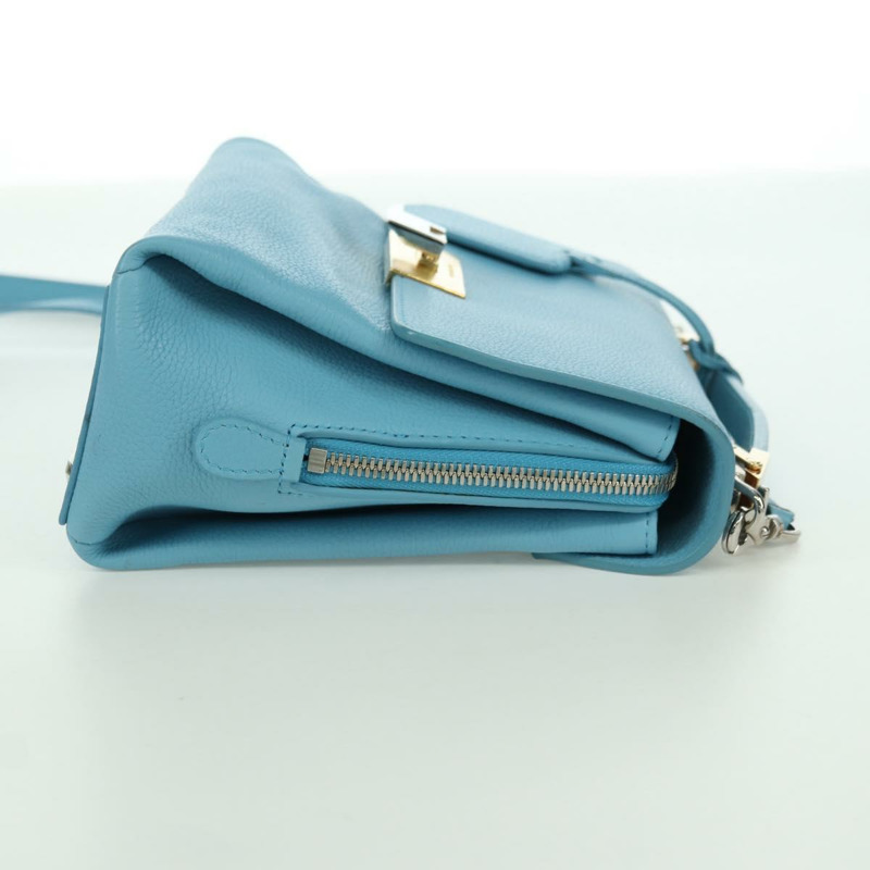 【日本直送】BALENCIAGA 手提包 皮革 兩用 淺藍色 金色 391571 正品 YKZ985M-4