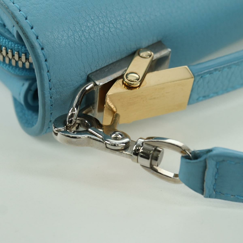 【日本直送】BALENCIAGA 手提包 皮革 兩用 淺藍色 金色 391571 正品 YKZ985M-15