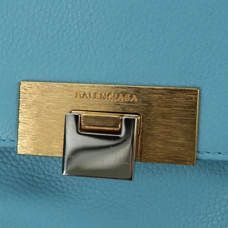 【日本直送】BALENCIAGA 手提包 皮革 兩用 淺藍色 金色 391571 正品 YKZ985M-17