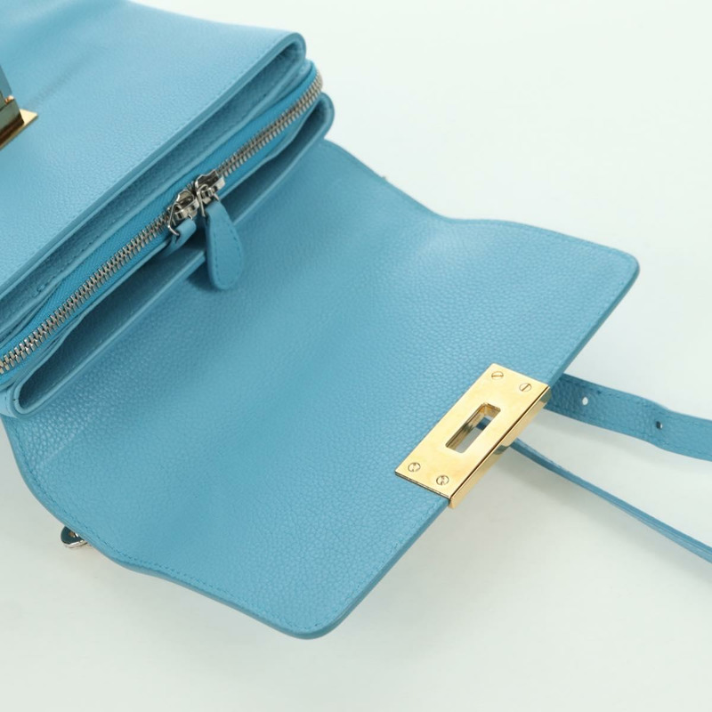 【日本直送】BALENCIAGA 手提包 皮革 兩用 淺藍色 金色 391571 正品 YKZ985M-18