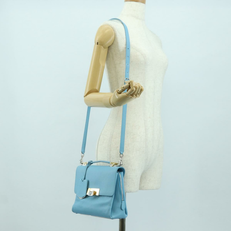 【日本直送】BALENCIAGA 手提包 皮革 兩用 淺藍色 金色 391571 正品 YKZ985M-26