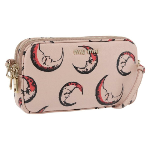 Miu Miu 粉紅金色皮革肩背包，正品 YKZ1066A