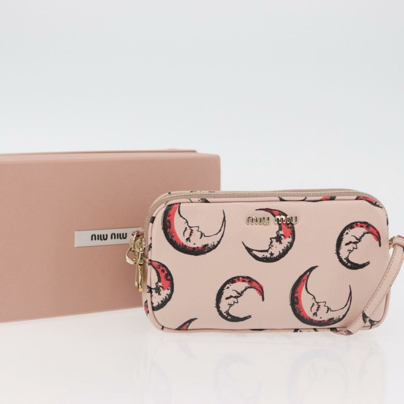 【日本直送】Miu Miu 粉紅金色皮革肩背包，正品 YKZ1066A-11