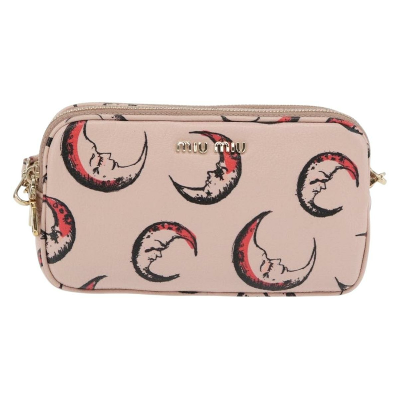 【日本直送】Miu Miu 粉紅金色皮革肩背包，正品 YKZ1066A-12