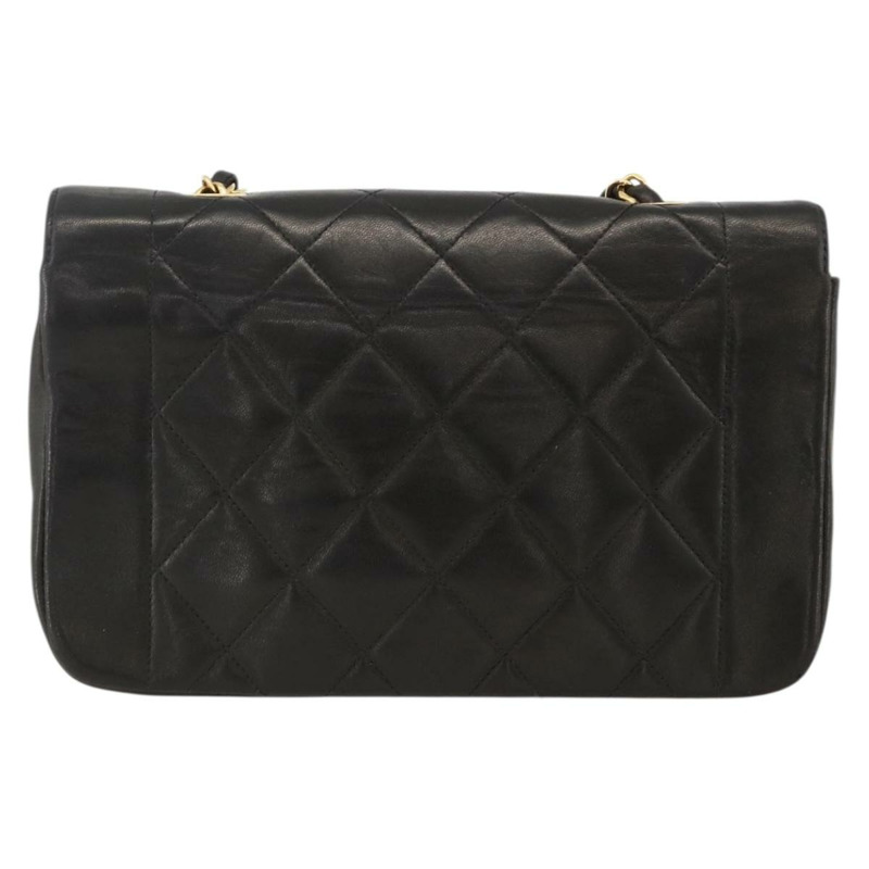 【日本直送】香奈兒 Diana 22 絎縫鏈條包，羊皮材質，黑色，金色雙C標誌，正品 ka3815V-1